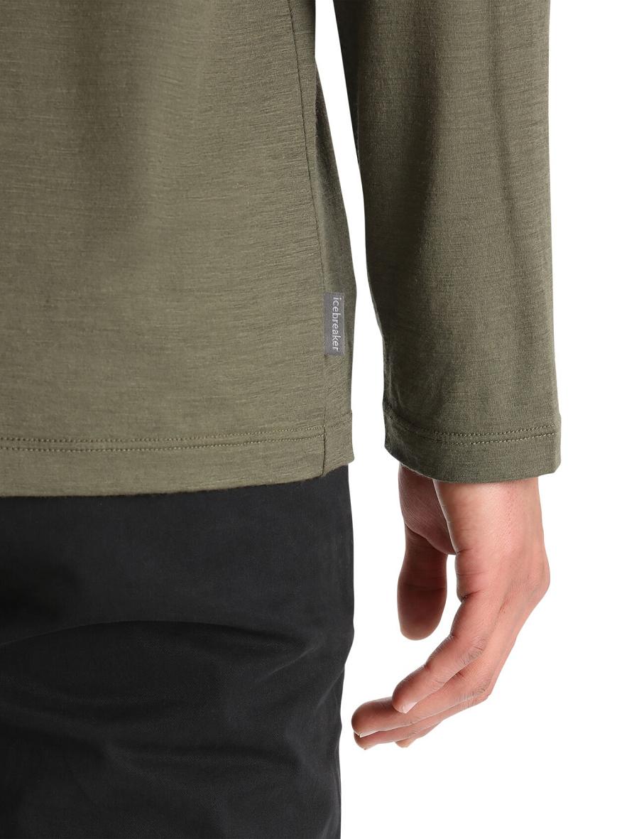 Long Sleeve Icebreaker Merino Granary Pocket T-Shirt Homme Vert Olive | FR 1238MQZA